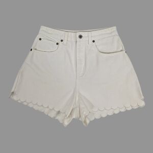 Miu Miu White Denim Scalloped Hem Shorts High Waist Size 38 US 2 Small